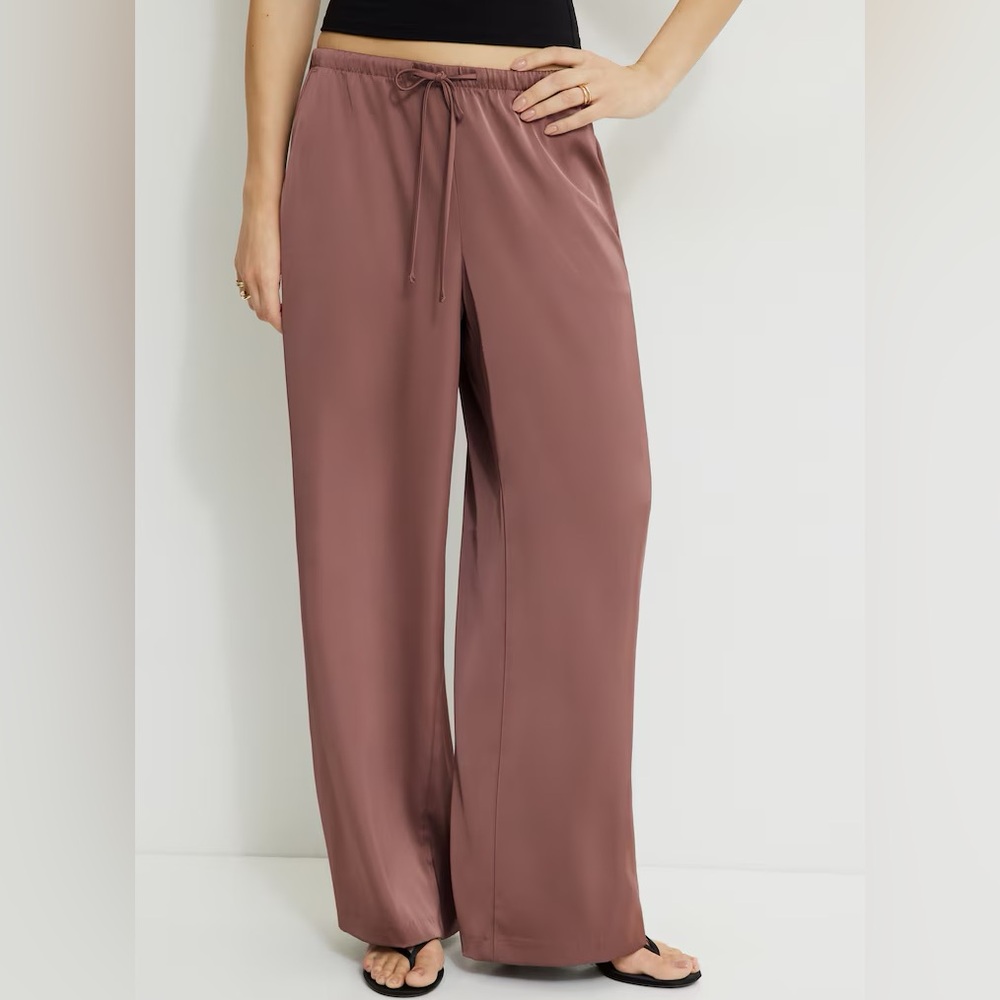 BWNT Dynamite Leo satin pants in rose taupe / dusty rose XS - Picture 2 of 12
